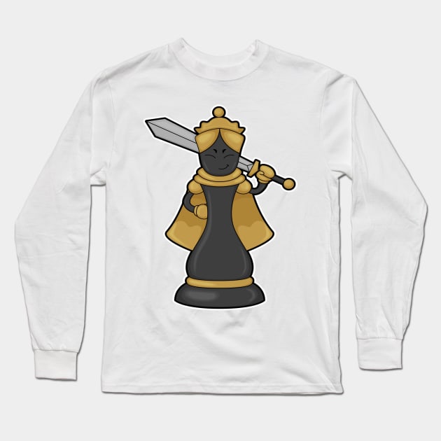 Chess piece Queen at Chess with Sword Long Sleeve T-Shirt by Markus Schnabel